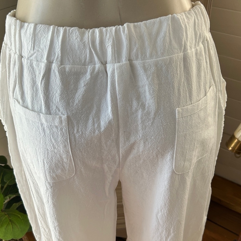 White linen & cotton white Beach Ankle-Length Women's Pants size XL New W Tag - Picture 8 of 16